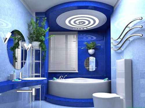 Синяя подсветка в ванной комнате